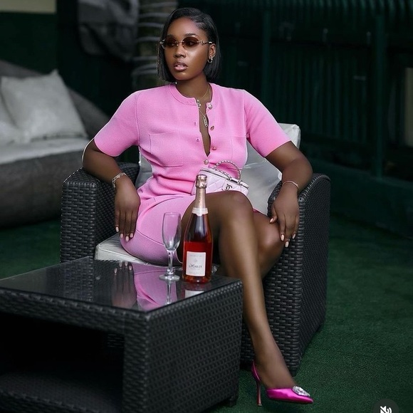 Zara gold button knit mini dress pink - Picture 11 of 12